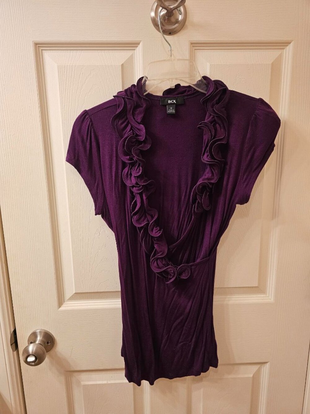 BCX Medium Purple Blouse w / Rose Detail
